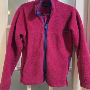 Kids Vintage Patagonia Jacket Pink With Blie Trim